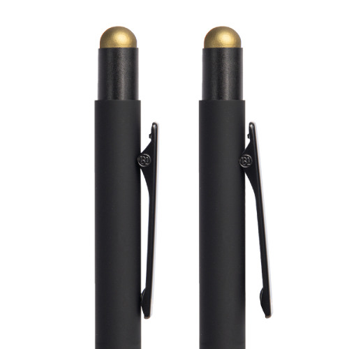 Ручка шариковая FACTOR BLACK со стилусом (черный, золотистый)