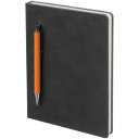 Ежедневник Magnet с ручкой, черный с оранжевым