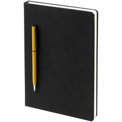 Ежедневник Magnet Chrome с ручкой, черный c желтым